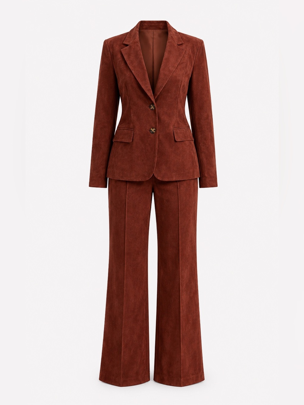 Tailored Rust Corduroy Blazer & Flared Pants Suit